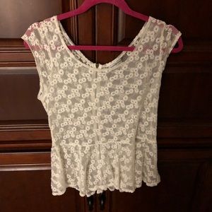 AE Lace Top, Zips up the back, ivory